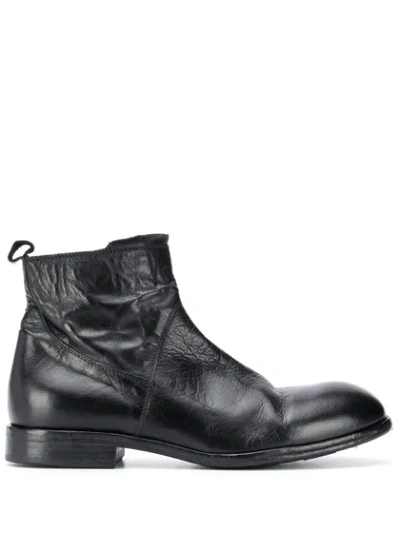 Moma Punto Distressed Ankle Boots In Black