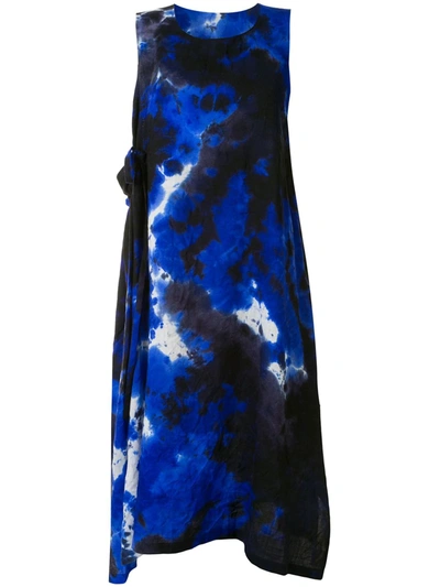 Y's Sleeveless Tie-dye Dress In Blue