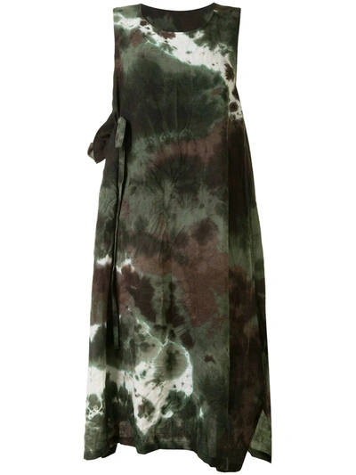 Y's Sleeveless Tie-dye Dress In Green