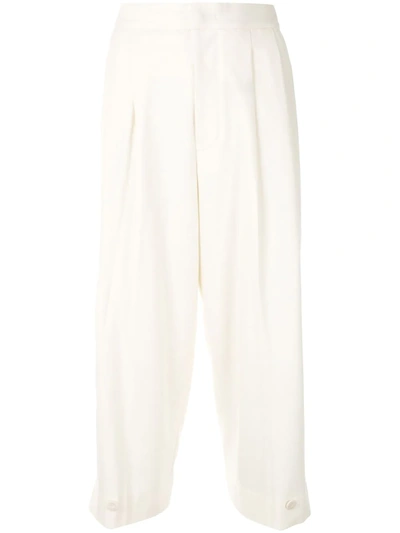 Y's Crop-leg Tapered Trousers In White