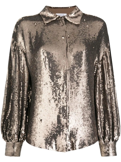 P.a.r.o.s.h Sequined Draped-sleeve Blouse In Brown
