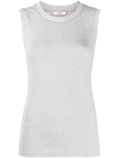 Peserico Round Neck Fitted Waistcoat In Grey