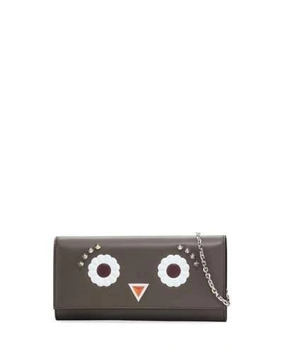 Fendi Faces Leather Wallet-on-chain, Black/multi In Black Pattern