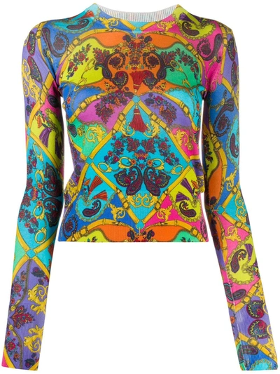 Versace Jeans Couture Paisley Floral-print Jumper In Yellow