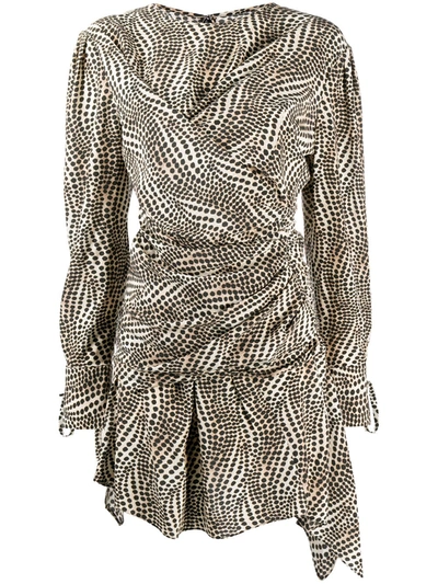 Isabel Marant Tie-cuffs Dot-print Mini Dress In Neutrals