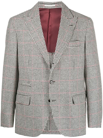 Brunello Cucinelli Houndstooth Single-breasted Jacket In Black