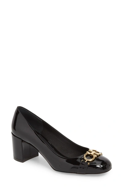 Ferragamo Garda Block Heel Pump In Black