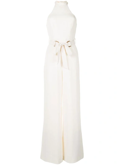 Zimmermann Halterneck Belted Jumpsuit In White