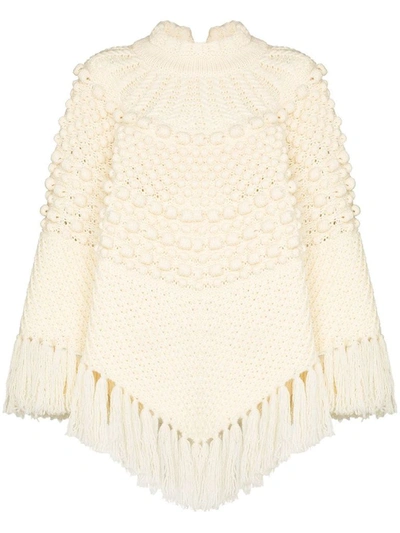 Saint Laurent Women's Beige Wool Poncho