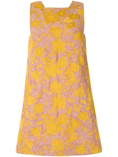 Karen Walker Marigold Floral-print Mini Dress In Yellow