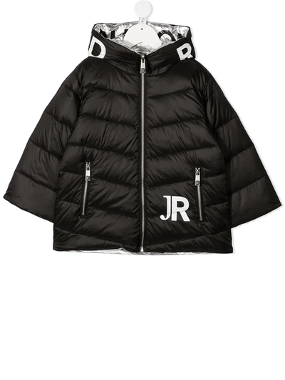 John Richmond Junior Kids' Padded Logo Jacket In Silver