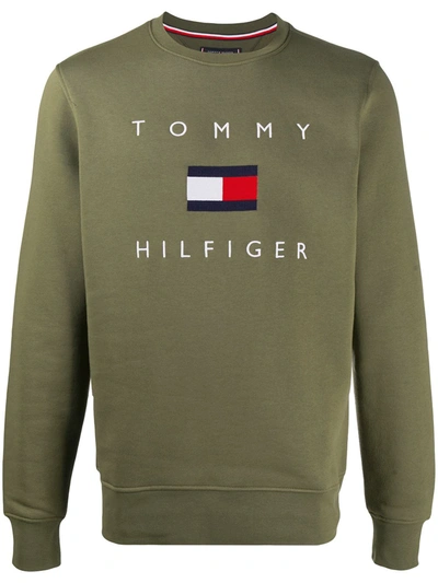 Tommy Hilfiger Logo Print Jumper In Green