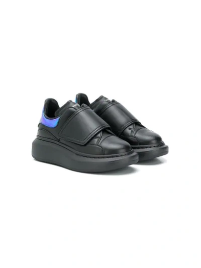 Alexander Mcqueen Kids' Touch Strap Low-top Trainers In Black