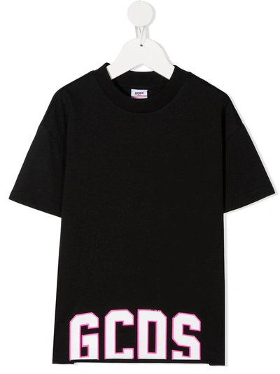 Gcds Kids' Logo Print T-shirt In Black