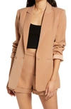 Endless Rose Tailored Single Button Blazer In Tan