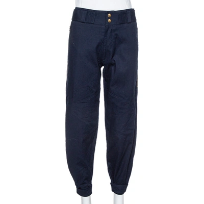 Pre-owned Victoria Beckham Navy Blue Cotton Cropped Flight Pants S