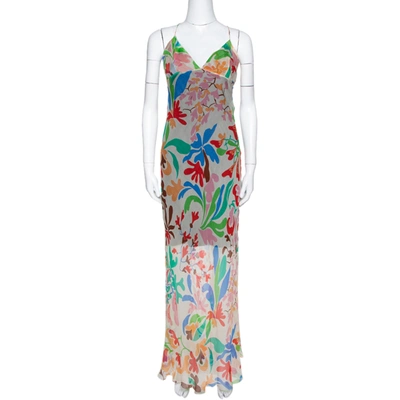 Pre-owned Missoni Cream Floral Print Crepe Sheer Maxi Dress M