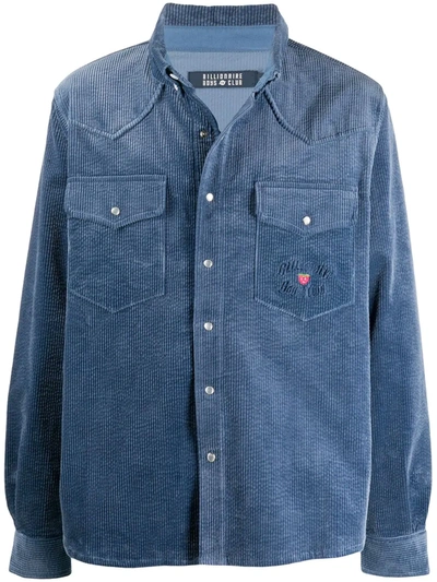 Billionaire Embroidered Logo Shirt In Blue