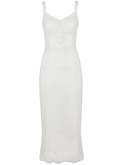 Dolce & Gabbana Sweetheart-neckline Lace Sheath Dress In White