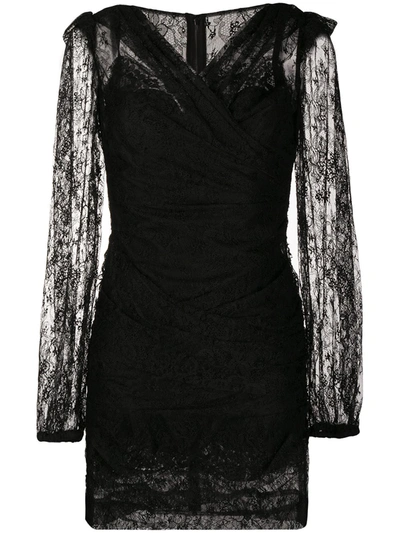Dolce & Gabbana Galloon Lace Mini Dress With Draped Detailing In Black