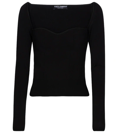 Dolce & Gabbana Sweetheart-neck Sweater In Black