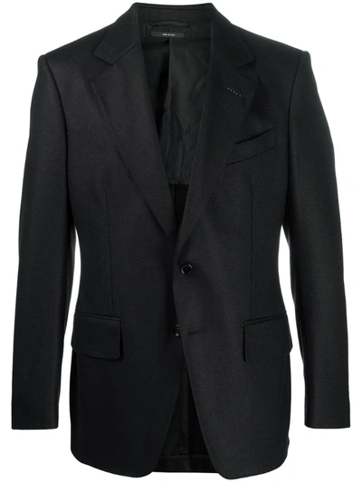 Tom Ford Single-breasted Wool Blazer In Black