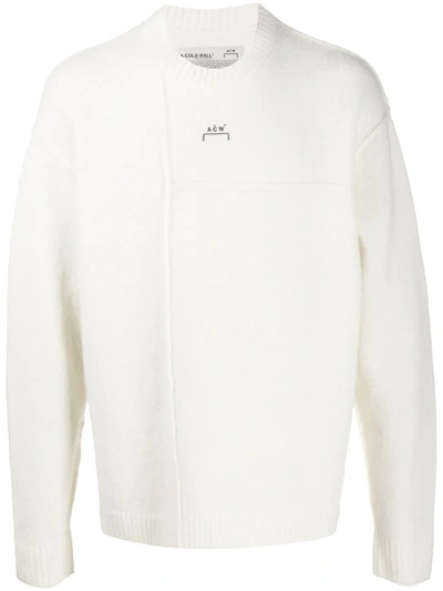 A-cold-wall* Embroidered Logo Paneled Knit Jumper In White