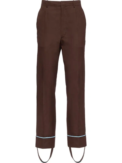 Prada Turn-up Cuffs Tailored Trousers In Brown