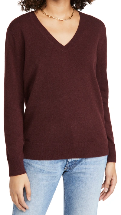 Vince Weekend V-neck Cashmere Sweater In Black Plum