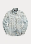 Double Rl Slim Fit Chambray Western Shirt In Davey Wash
