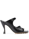 Bottega Veneta Square Toe Strappy 90mm Sandals In Black