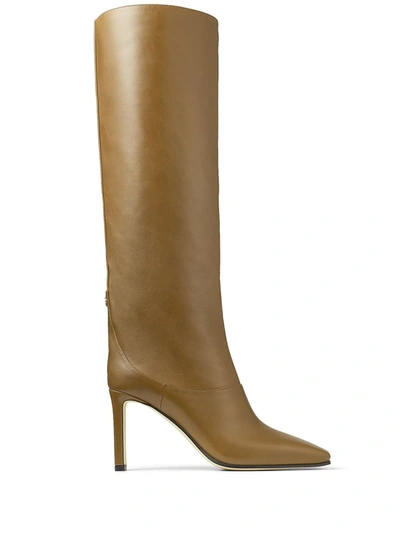 Jimmy Choo Mahesa 85 Knee-high Leather Boots In Brown