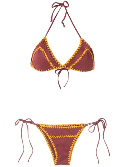 Brigitte Tati E Julia Crochet Set Bikini In Red