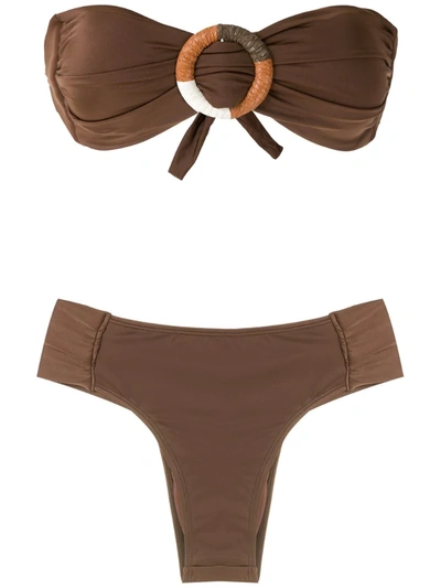 Brigitte Ring Detail Bikini Set In Brown