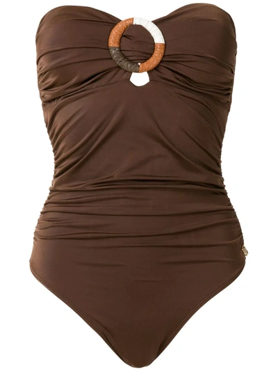 Brigitte Manu Draped One-piece With Ring In Brown