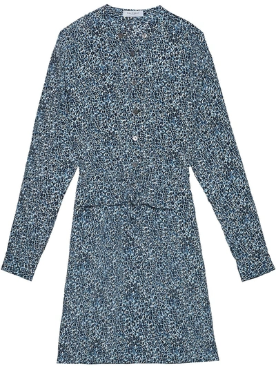 Equipment Lizza Leopard-print Dress In Blue