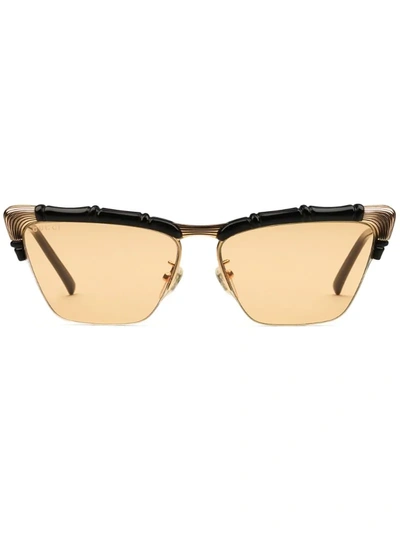 Gucci Bamboo Effect Sunglasses In Black