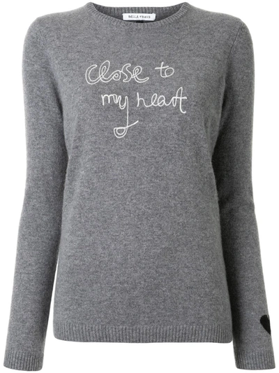 Bella Freud Slogan Embroidered Cashmere Jumper In Grey