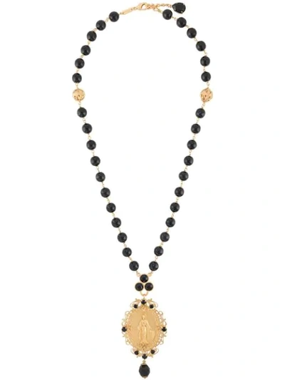 Dolce & Gabbana Votive Pendant Necklace In Black