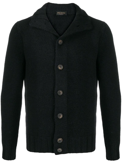 Dell'oglio Buttoned Up Chunky Knit Cardigan In Black