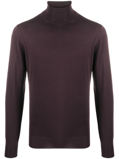 Dell'oglio Roll Neck Ribbed Jumper In Red