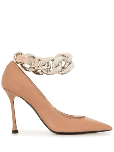 N°21 Chunky Chain-embellished Heel Pumps In Brown