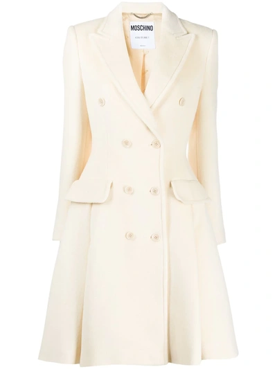 Moschino Double-breasted Coat In Neutrals