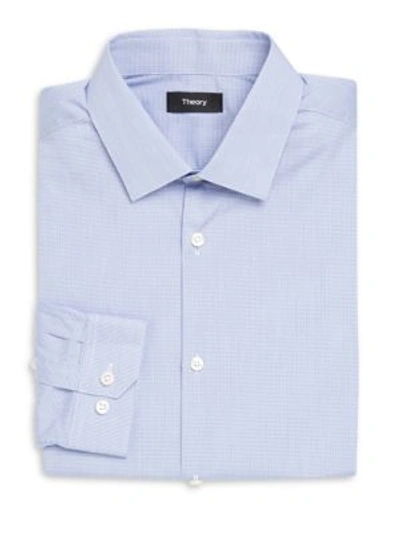 Theory Slim-fit Checked Long-sleeve Shirt In Fading Blue