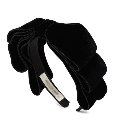 Jennifer Behr Katya Bow-embellished Velvet Headband In Black