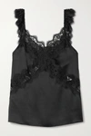 Cami Nyc The Dina Lace-trimmed Silk-charmeuse Camisole In Black
