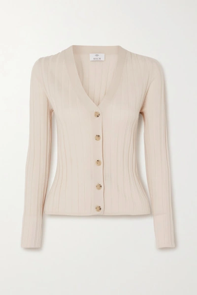 Allude Ribbed Wool Cardigan In Cream