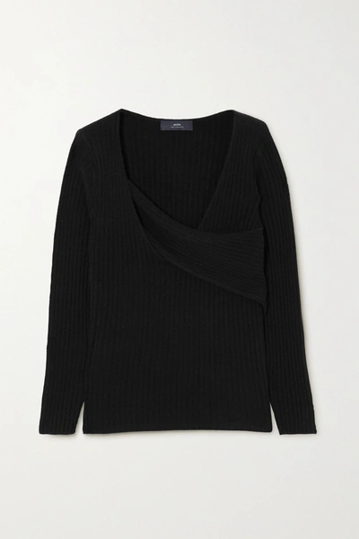 Arch4 Twist-front Ribbed Cashmere Sweater In Black