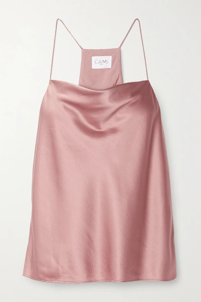 Cami Nyc The Aggie Draped Silk-blend Charmeuse Camisole In Antique Rose