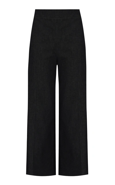 Safiyaa Goldie Stretch-crepe Straight-leg Pants In Navy